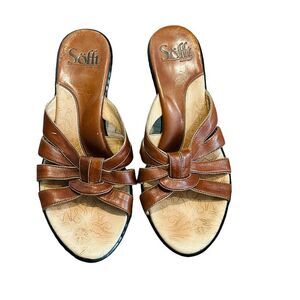 Sofft Tan Leather Strappy Heels - Size 8